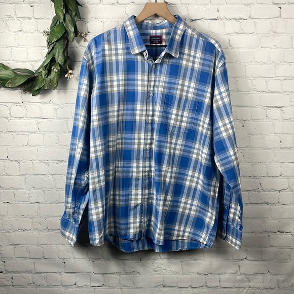 UNTUCKIT Men's Fiano Blue Check Plaid Long Sleeve Shirt size XXXL - Picture 1 of 5